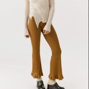 Ruched Flare Pants in Olive Gold - Urban Outfitters